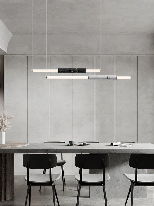 Dimmable LED Marble Linear Chandelier Alabaster