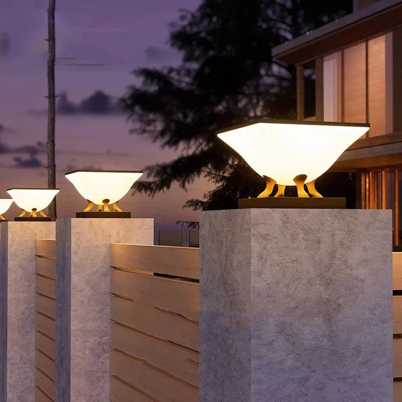 Outdoor Waterproof Solar Pillar Lights Home Villa LED Wall