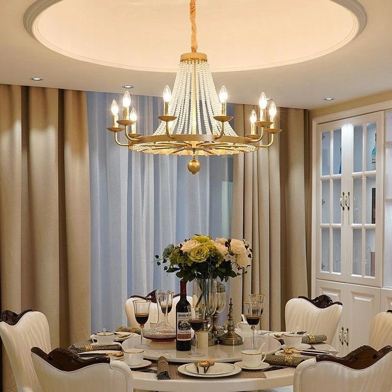 American Retro Crystal Candle E14 Chandelier
