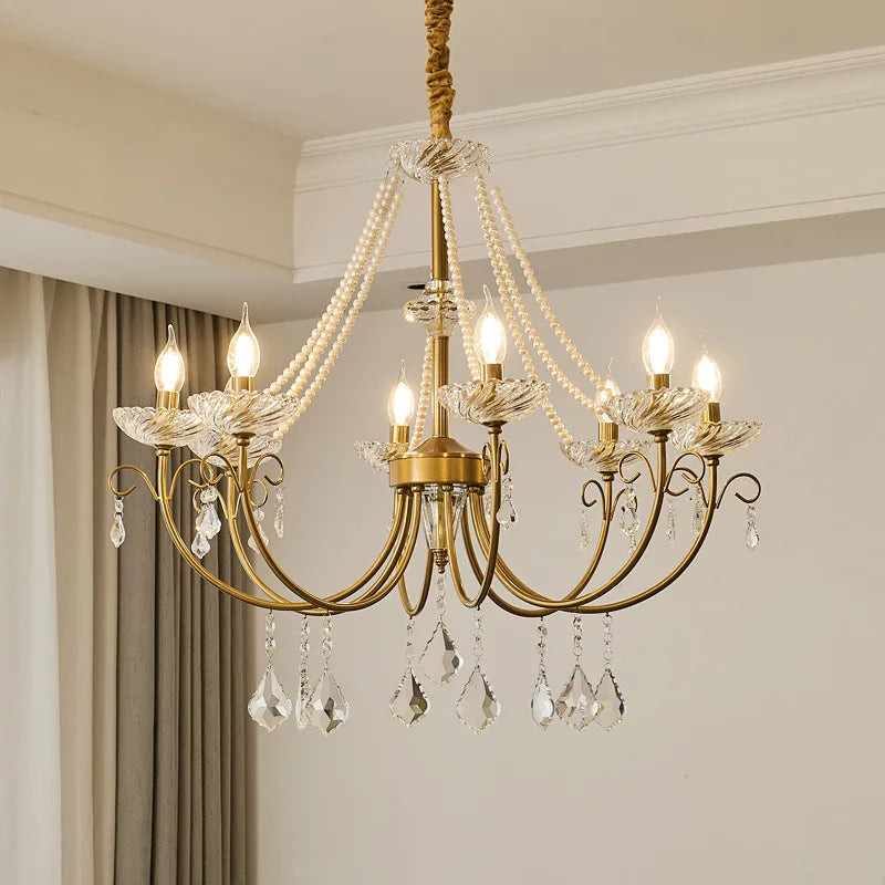 American Crystal LED Chandelier Living Room E14 Pendant