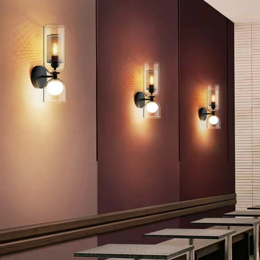 Clear Glass Wall Light Bathroom Bedroom Foyer Sconce