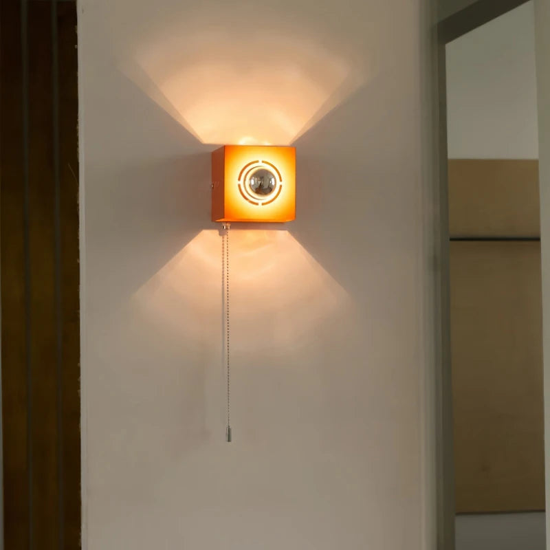 Metal Orange Wall Light Home Art E27 Bulb Indoor
