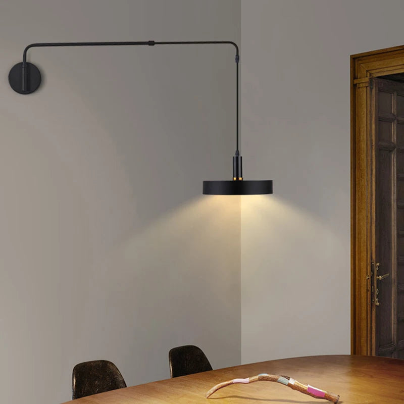 Black Metal Wall Light For Bedroom Bedside Reading Long Arm