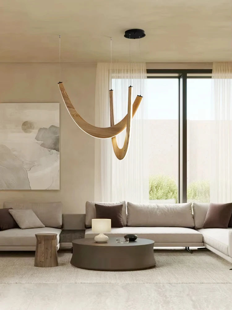 U-Shaped Wooden LED Pendant Lights Indoor