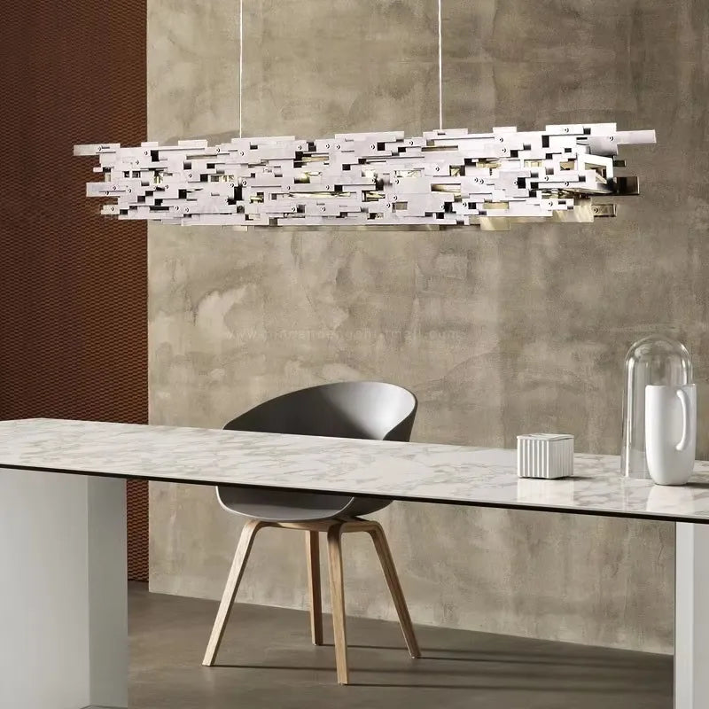 Postmodern LED Chandelier Dining Room Island Chrome