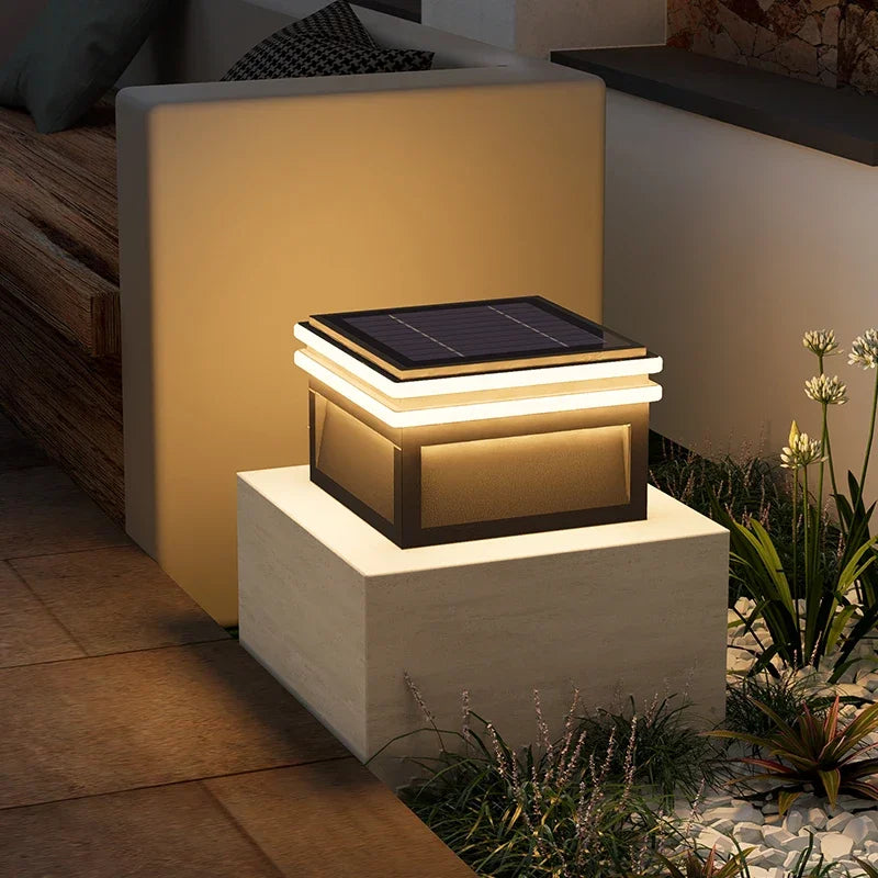 Solar Pillar Lights LED Wall Lamp Outdoor Waterproof