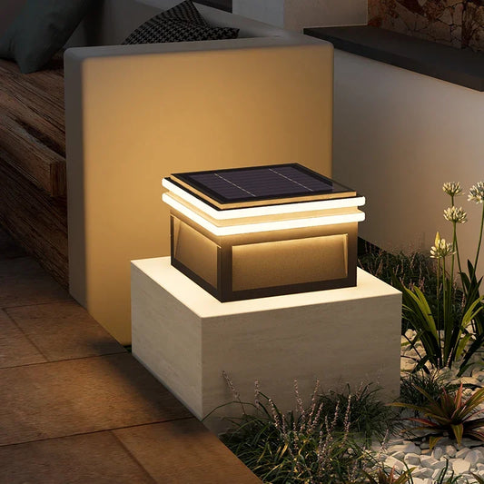 Solar Pillar Lights LED Wall Lamp Outdoor Waterproof