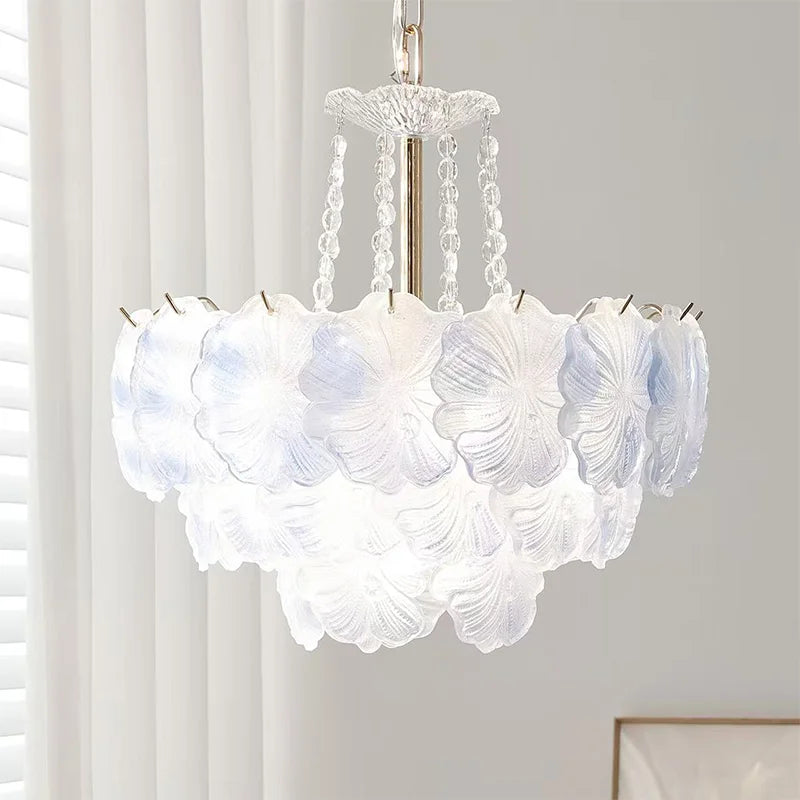 Romantic Gradient Blue Glass E14 Pendant Lights Bedroom K9