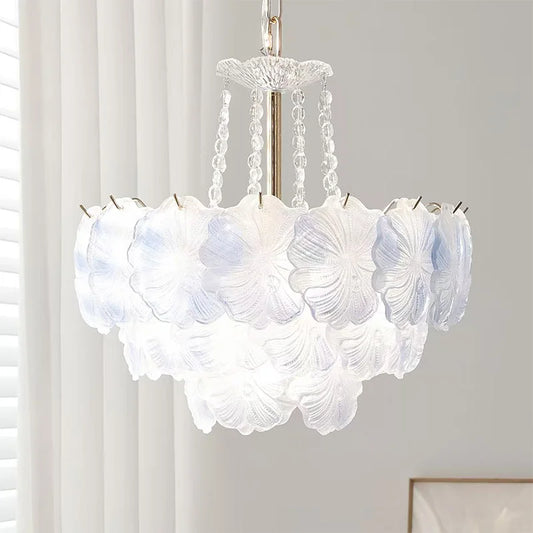 Romantic Gradient Blue Glass E14 Pendant Lights Bedroom K9