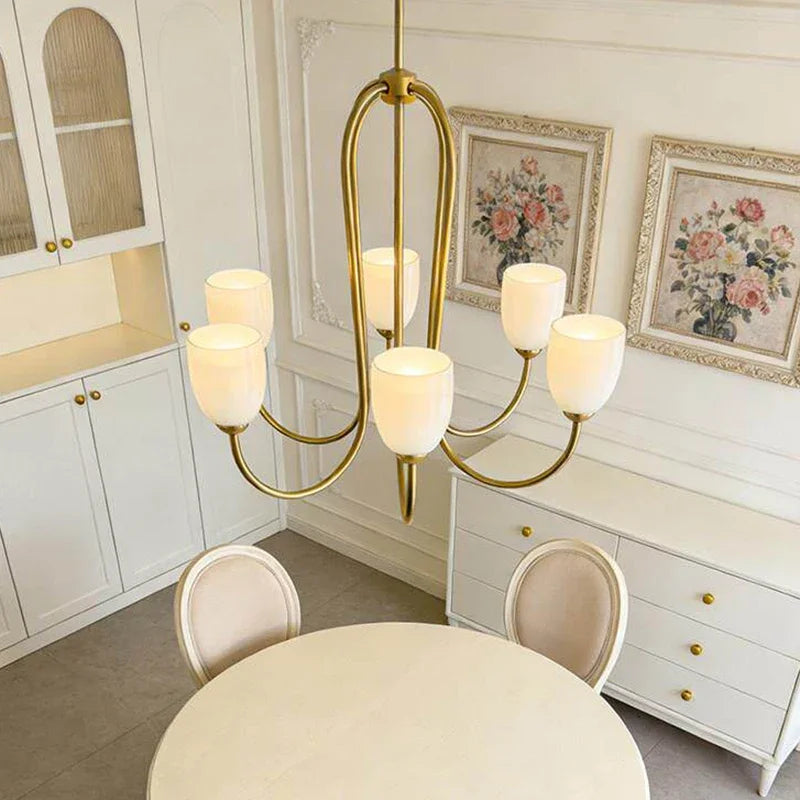 Nordic Romantic Glass E27 LED Chandelier Pink White Shades