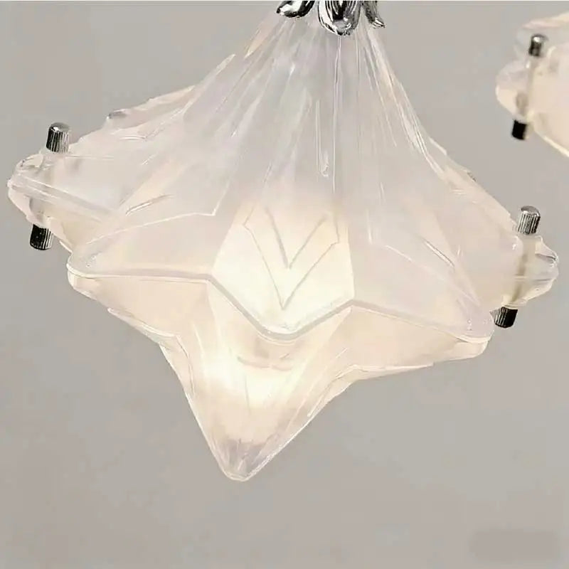 Glass Star E14 Chandelier French Chrome Iron