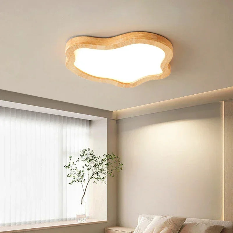 LED Ceiling Light Wood Grain Golden Pendant Lamp Nordic