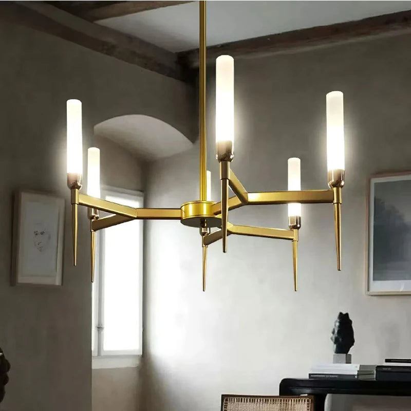 American Retro E14 Chandelier Glass Shades Iron Pendant