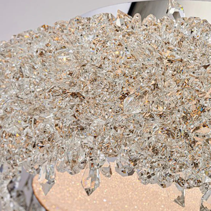 Round Crystal LED Ceiling Light Chrome Metal
