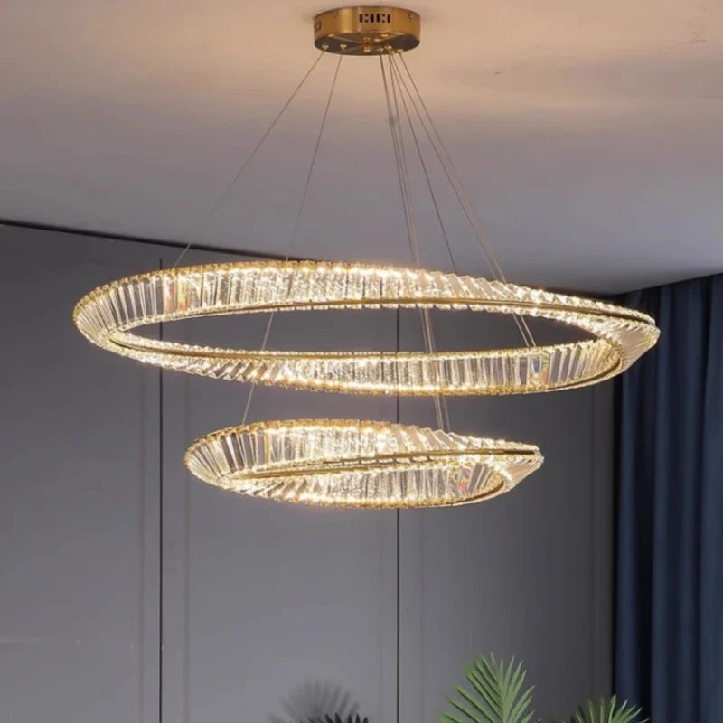 Living Room LED K9 Dimmable Pendant Lights Gold Irregular