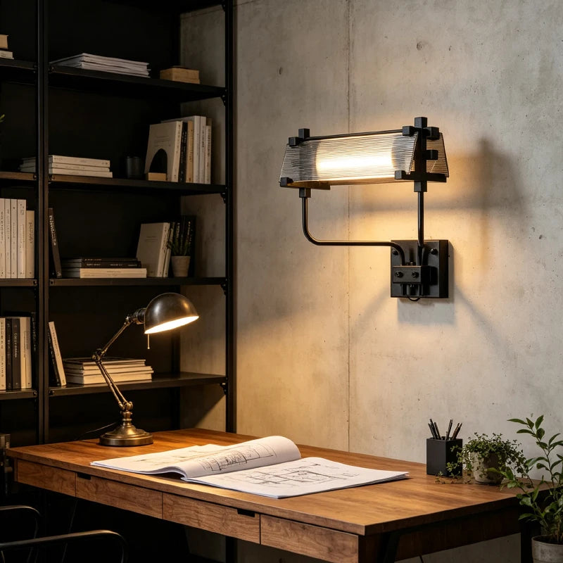 Nordic Industrial Glass Metal Background Wall Lamp Adjust