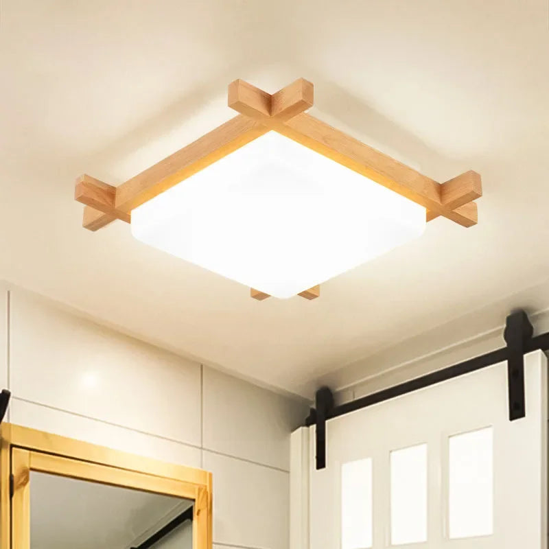 Chinese Ceiling Lights Wood Lampshades Flush Mount Light