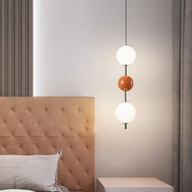 Colorful Ball LED Pendant Light White Glass