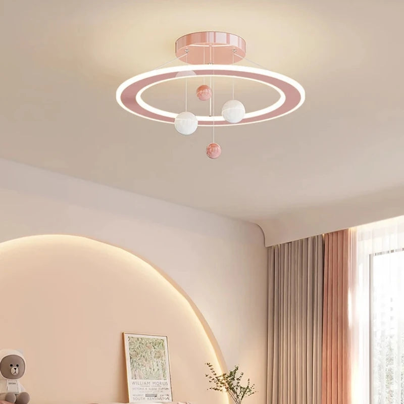 Creative Hanging Ball LED Chandelier Lights Pink