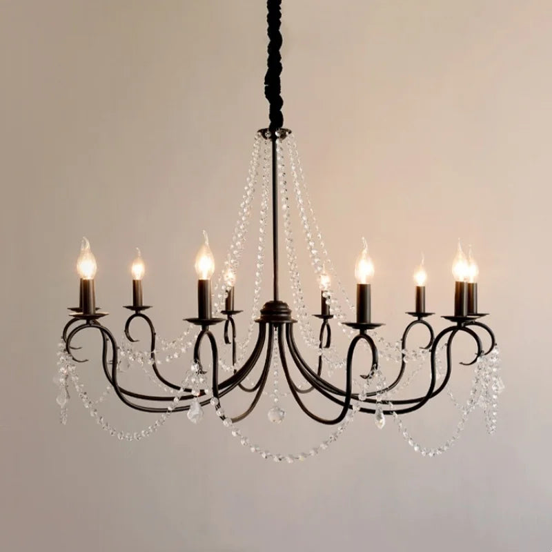 American Black Candle Chandelier Loft Crystal Pendant
