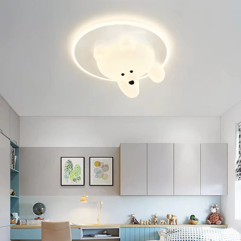 Bear Ceiling Light Cream Lamp Cute LED Clouds Round