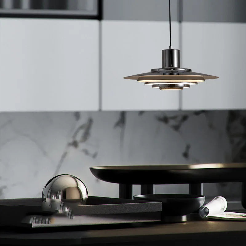 White Silver Aluminium E27 Pendant Lights