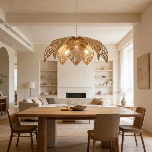 American Retro E27 Rattan Pendant Light