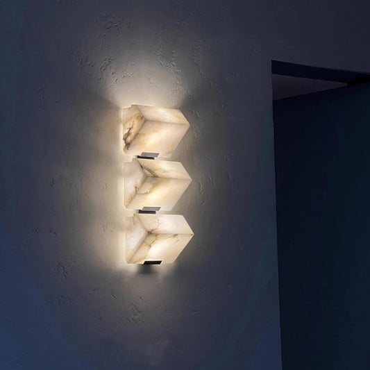 Natural Marble LED Wall Light Black Metal