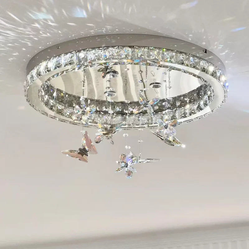 Bedroom Crystal LED Ceiling Lamp Living Room Steel