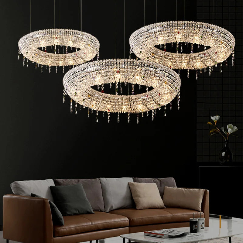 Home K9 Crystal Collection Round Rectangular Chandelier