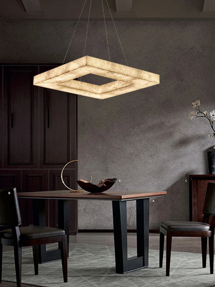 Dimmable LED Square Gold Chrome Black Pendant Light