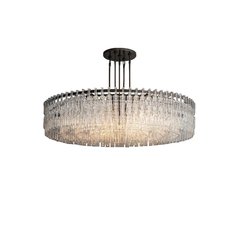 American Rectangular Crystal Brass Chrome E14 LED Chandelier