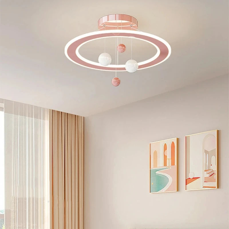 Creative Hanging Ball LED Chandelier Lights Pink