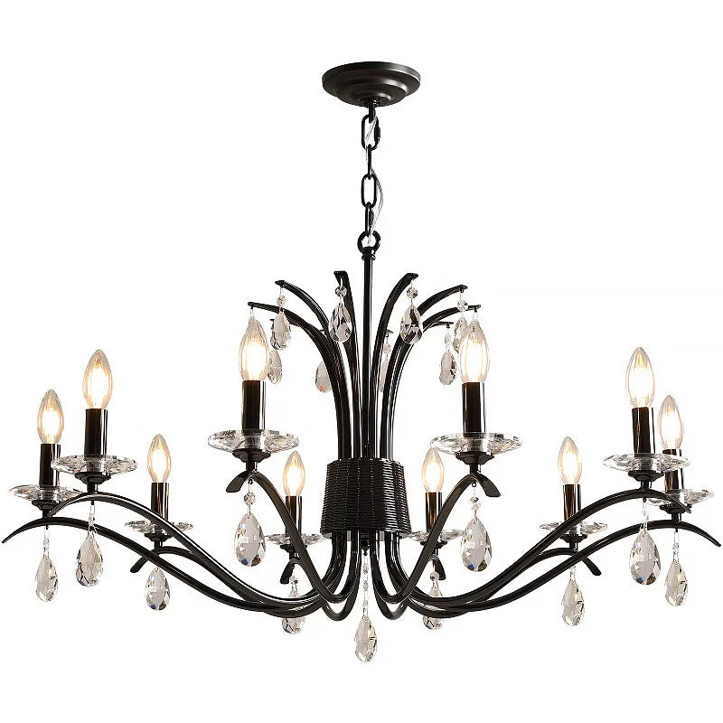 American Black E14 Candle LED Chandelier Retro