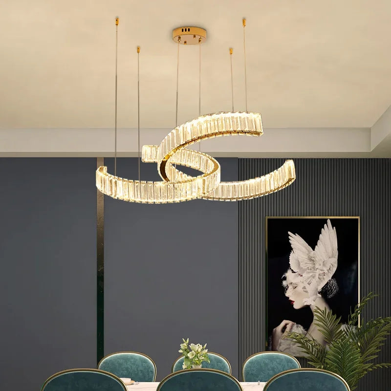 Crystal LED Pendant Lights Remote Control Dimmable