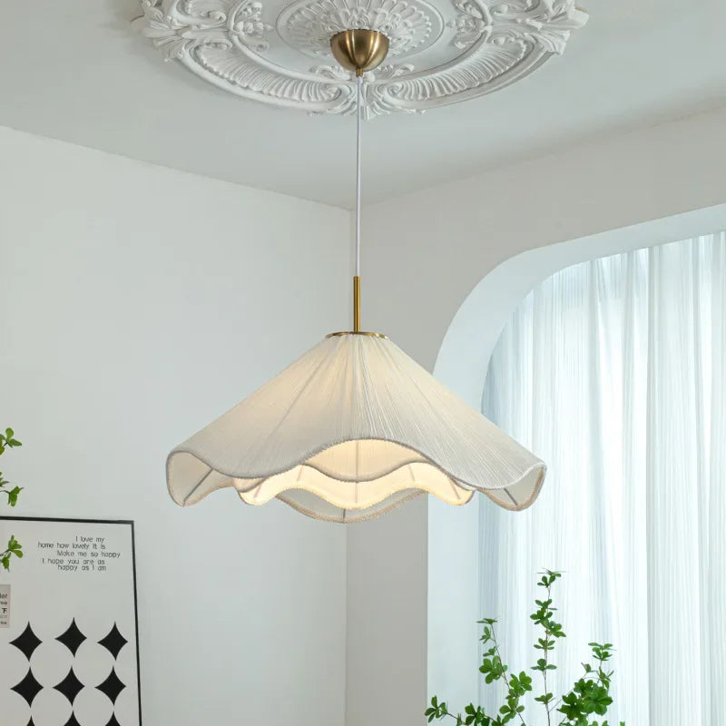 Nordic Fabric LED Chandelier Foyer White E27 Pendant