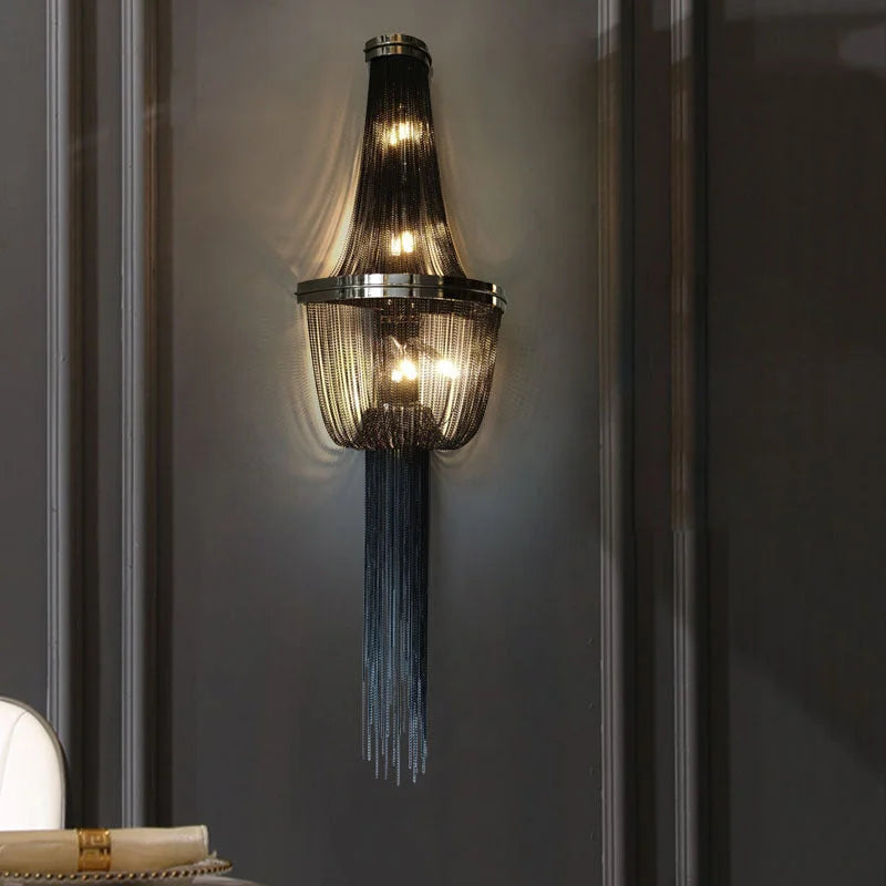 Italian Tassels Wall Lamp Aluminum Chain Light Loft Mid