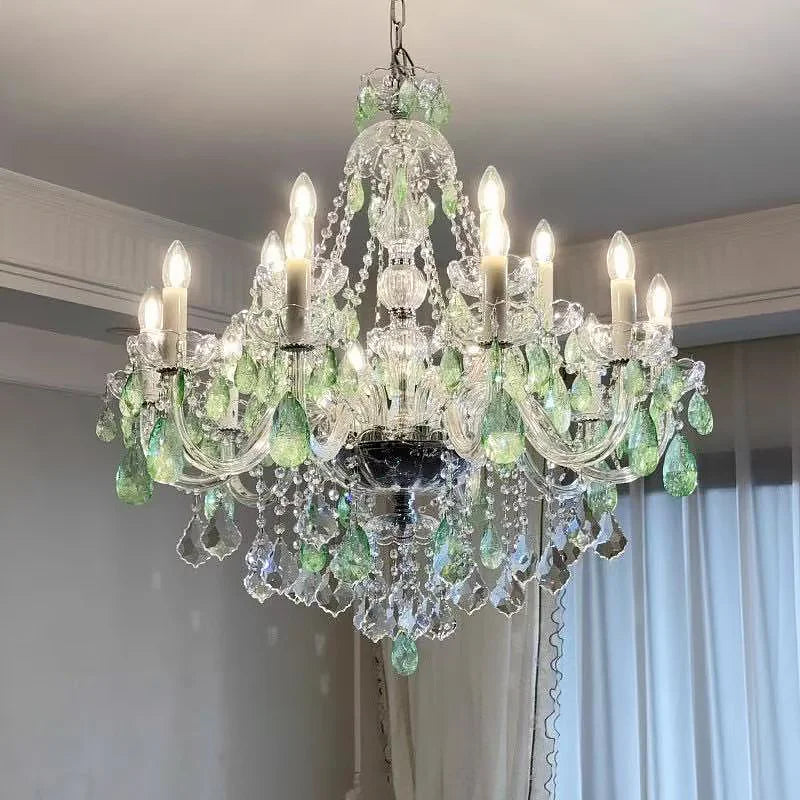 European Green Crystal LED Chandelier Indoor