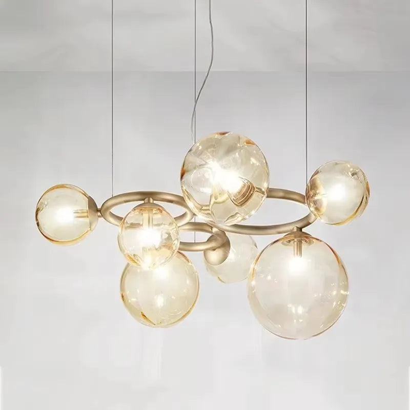 Simple LED Chandelier Dining Living Room Nordic Glass Ball
