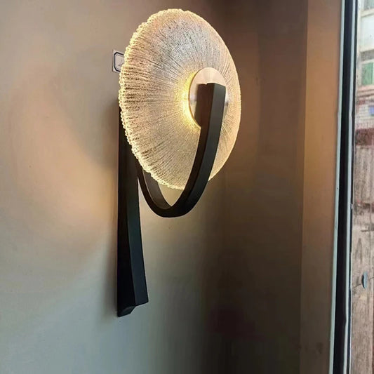 Novelty LED Wall Lamp Gold Black Metal Clear Glass