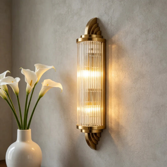 Art Wall Light Clear Glass Gold Metal Creative Sconce Lamp