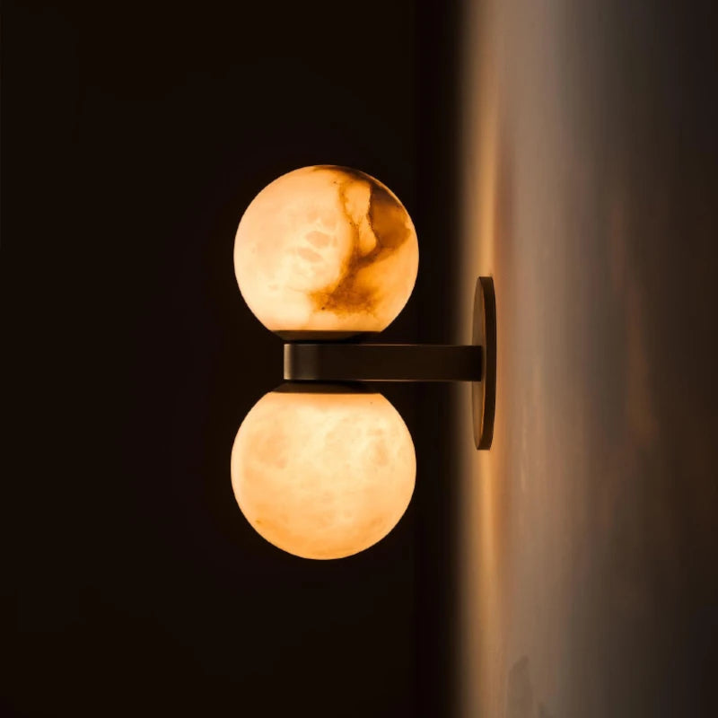 Art Natural Marble Ball Wall Lamp G9 Bulb Old Copper