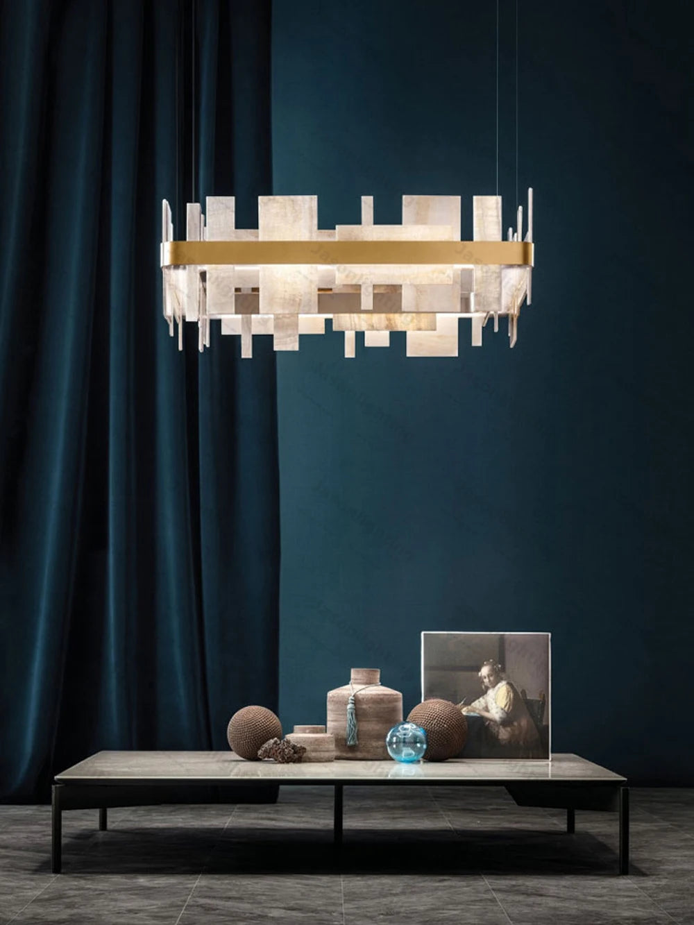 60-180CM Natural Marble Series Dimmable LED Chandelier
