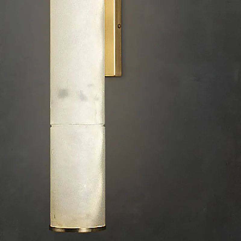 Cylindrical Natural Marble LED Wall Lights Copper