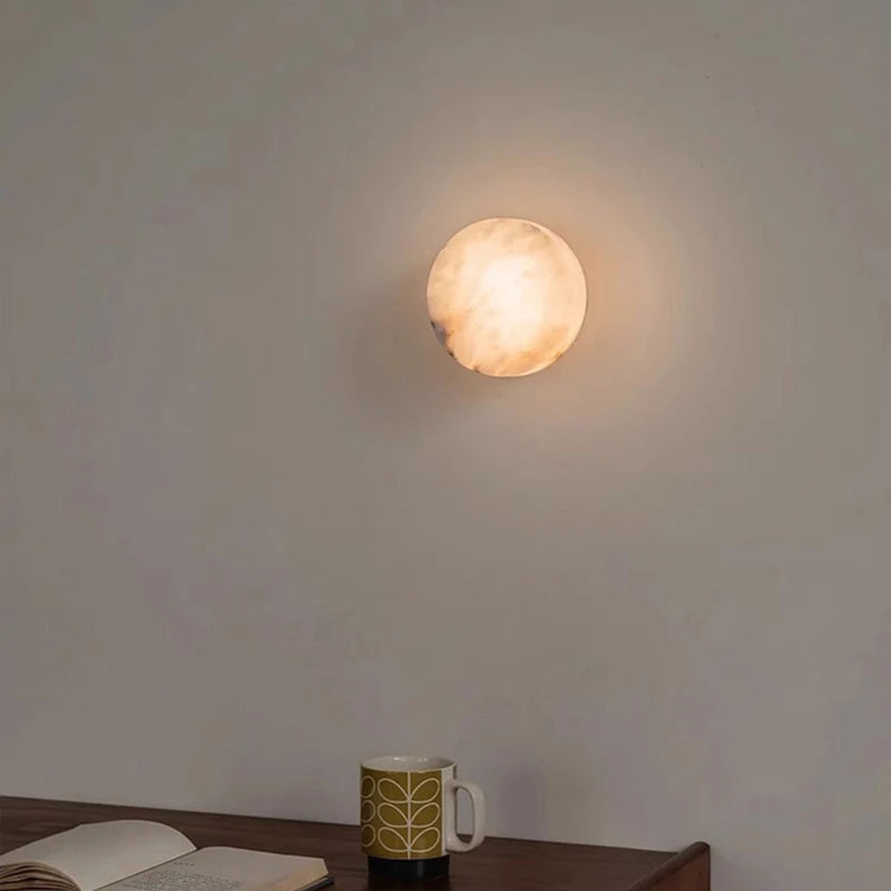 Real Marble LED Wall Lamp Black Gold Copper