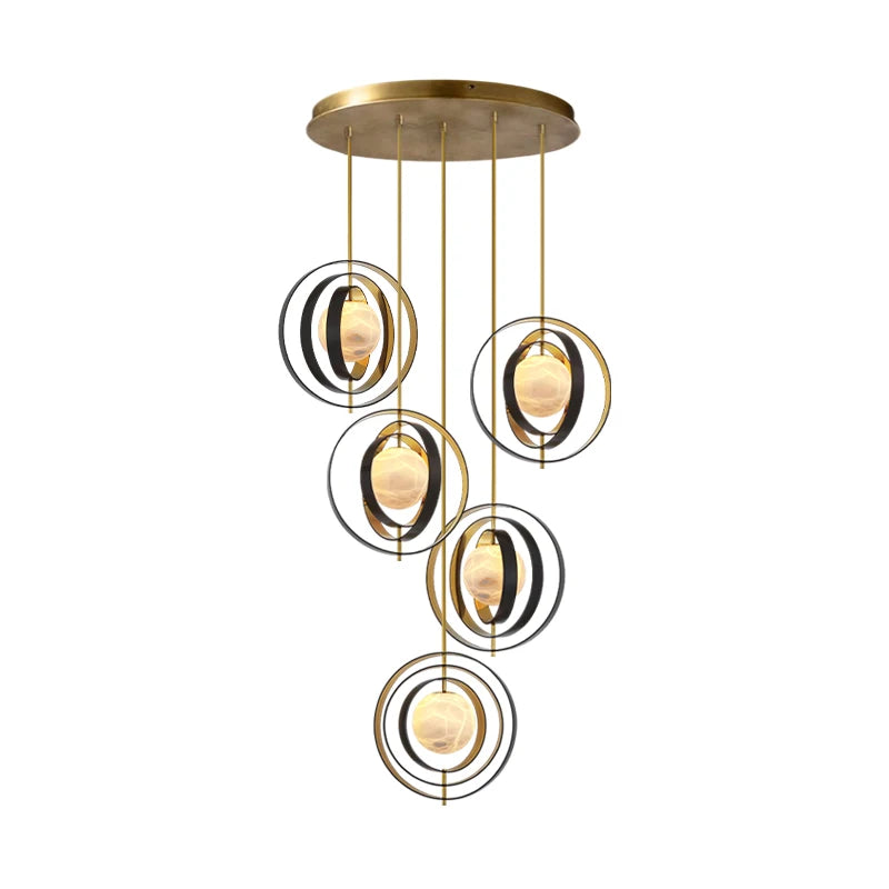 Home Marble Globe Black Gold Pendant Lights