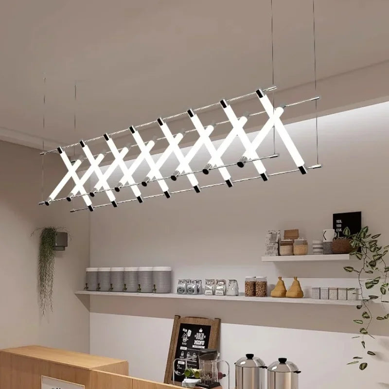 Steel Bar LED Pendant Lights Kichen Island Acrylic