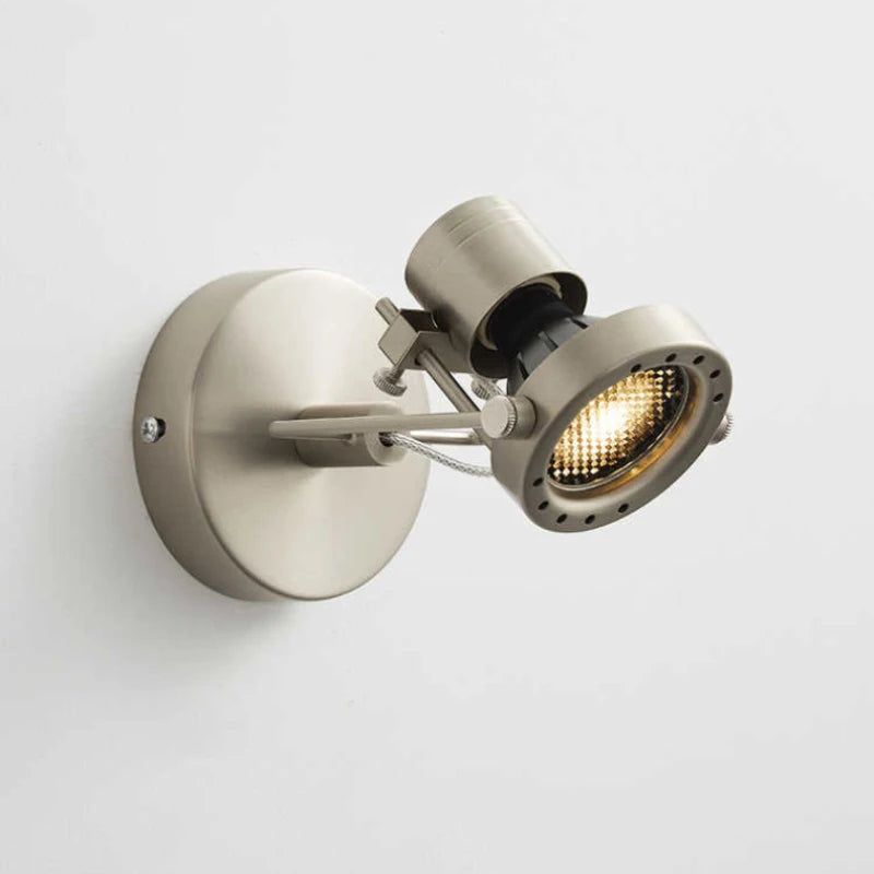American Vintage Wall Light GU10 Bulb Silver Metal Rotatable