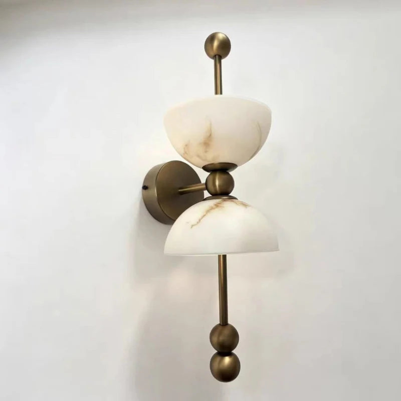 Natural Marble LED Wall Light Black Gold Copper