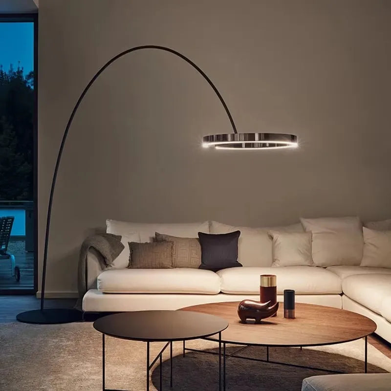 Fishing Floor Lamp LED Nordic Living Room Bedroom Round Ring